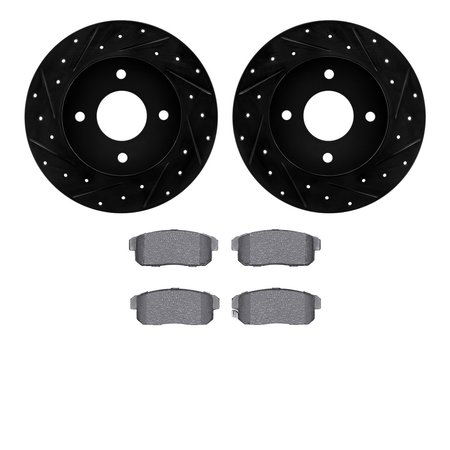 DYNAMIC FRICTION CO 8502-67050, Rotors-Drilled and Slotted-Black with 5000 Advanced Brake Pads, Zinc Coated 8502-67050